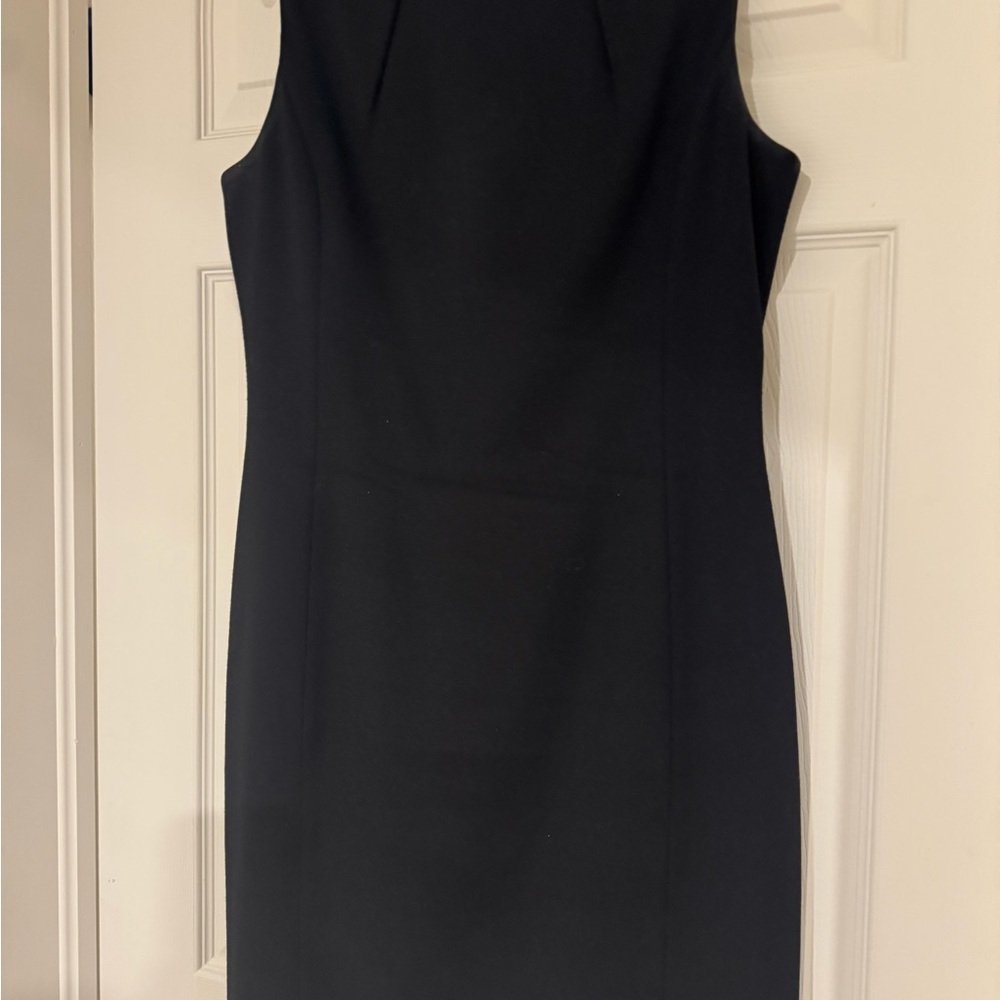 Elie Tahari Black Sleeveless Sheath Midi Dress